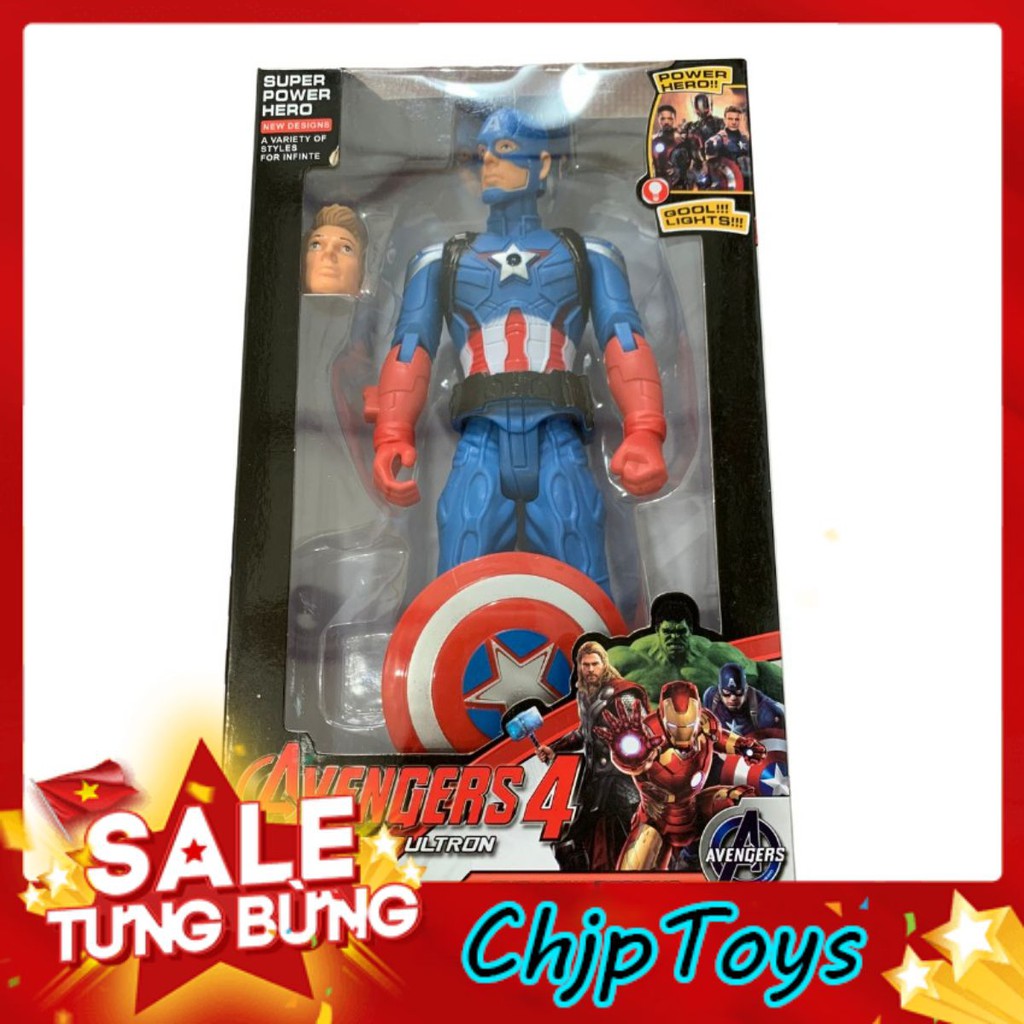 Đồ Chơi Mô Hình CAPTAIN AMERICA Cao 27cm Có Đèn Led Sáng Cử Động Khớp Nhựa Cao Cấp Hàng Đẹp