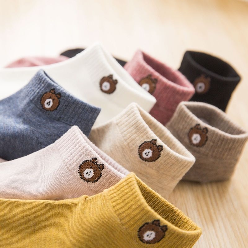 1 Đôi Tất cotton In Hình Gấu Hoạt Hình Xinh Xắn Cho Nữ