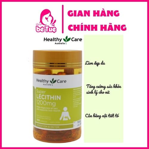 Mầm Đậu Nành [Úc] Lecithin Healthy Care 1200mg - Làm đẹp da, cải thiện sức khỏe - 100 viên
