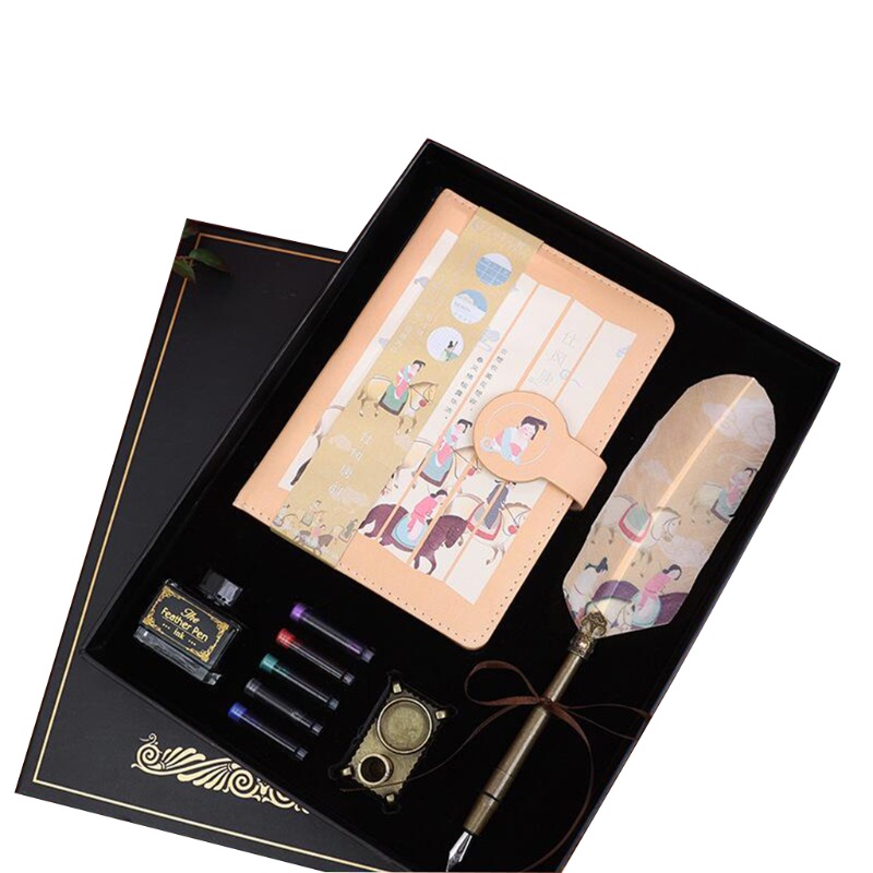 Seng Bộ Bút Thư Pháp Phong Cách TANG Dynasty Cổ Điển Độc Đáo Kèm Hộp Đựng