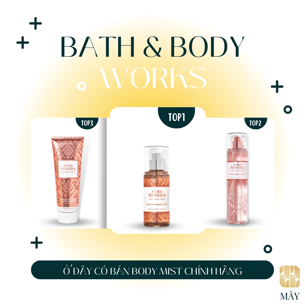 Body mist mini PURE WONDER - xịt khử mùi toàn thân mùi Body Mist Bath And Body Works Mỹ 75ml