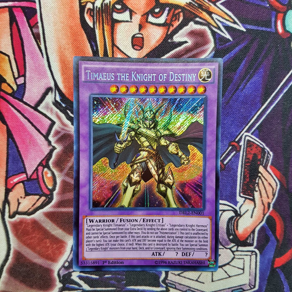 Thẻ bài Yugioh chính hãng | Timaeus the Knight of Destiny | DRL2 Secret rare.