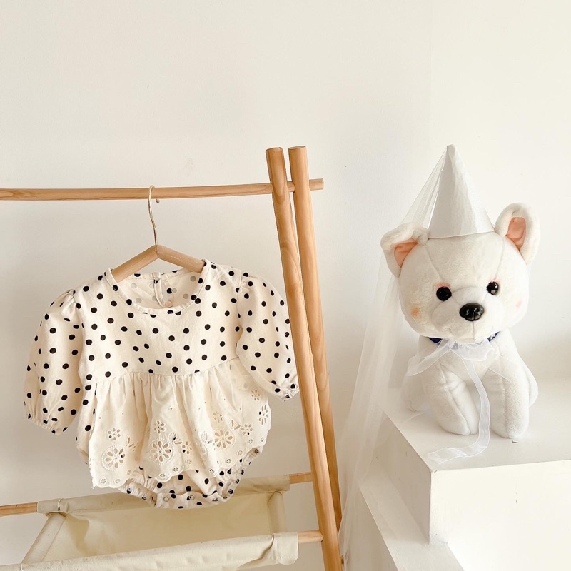 Áo Liền Quần Tay Dài Thu Đông Bé Gái Phong Cách Hàn Quốc