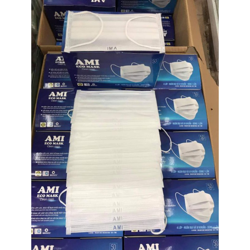 Hộp 50 chiếc khẩu trang 4 Lớp AMI màu trắng