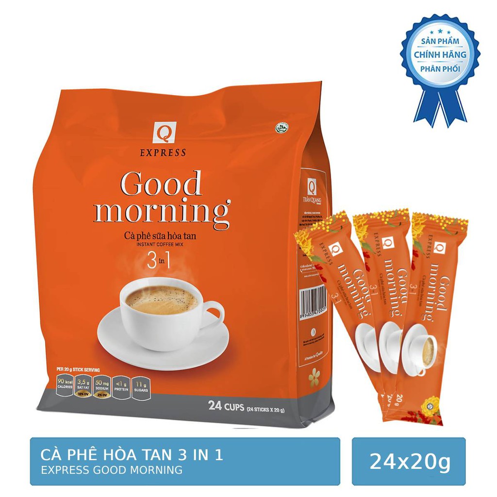 Cà Phê Sữa Good Morning Loại Hòa Tan 3 Trong 1 Bịch 24 gói x20g | BigBuy360 - bigbuy360.vn