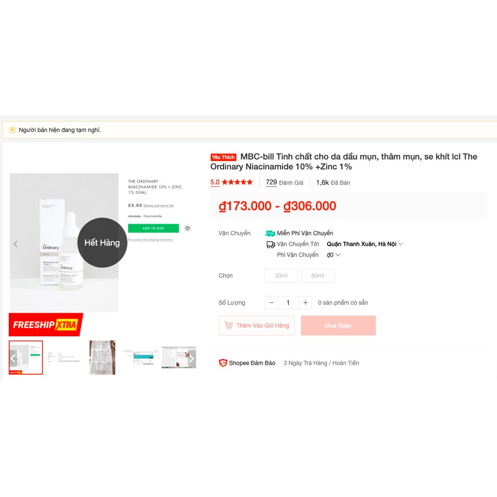 MBC Tinh chất cho da dầu mụn, thâm mụn, se khít lcl TO Niacinamide 10% +Zinc 1% | BigBuy360 - bigbuy360.vn