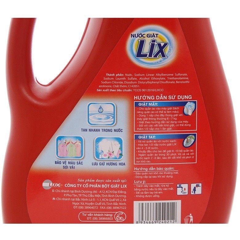 COMBO 2 Nước Giặt LIX Đậm Đặc hương hoa 2Kgx2 - Tẩy sạch cực mạnh vết bẩn