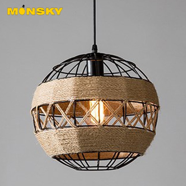 Đèn trang trí vintage MONSKY - đèn dây đan - đèn thả cổ điển - Tặng kèm bóng led EDISON cao cấp