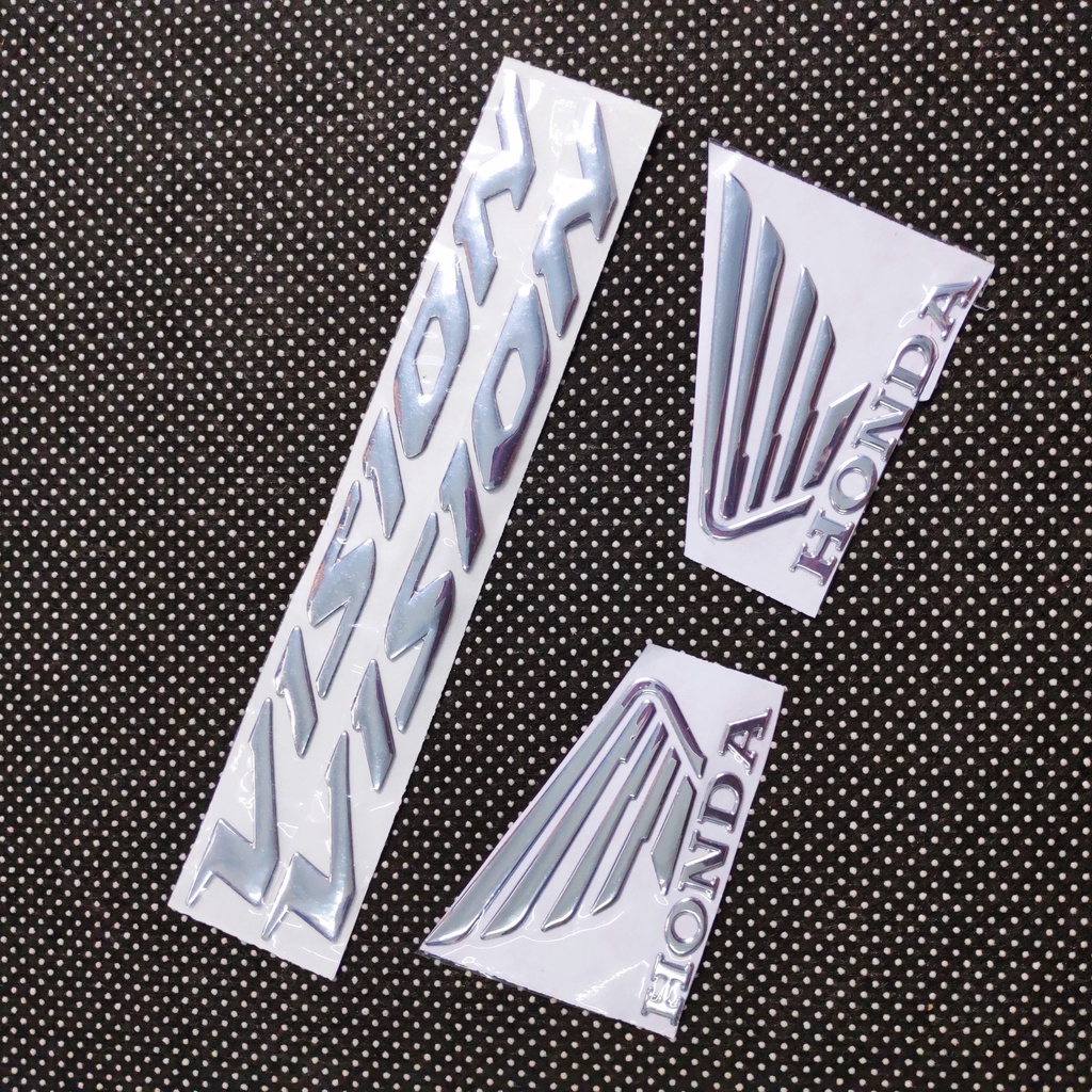 (TEM VISION) Bộ sưu tập tem chữ nỗi VISION và cặp cánh chim WINGS HONDA độ màu dán trang trí xe siêu chất