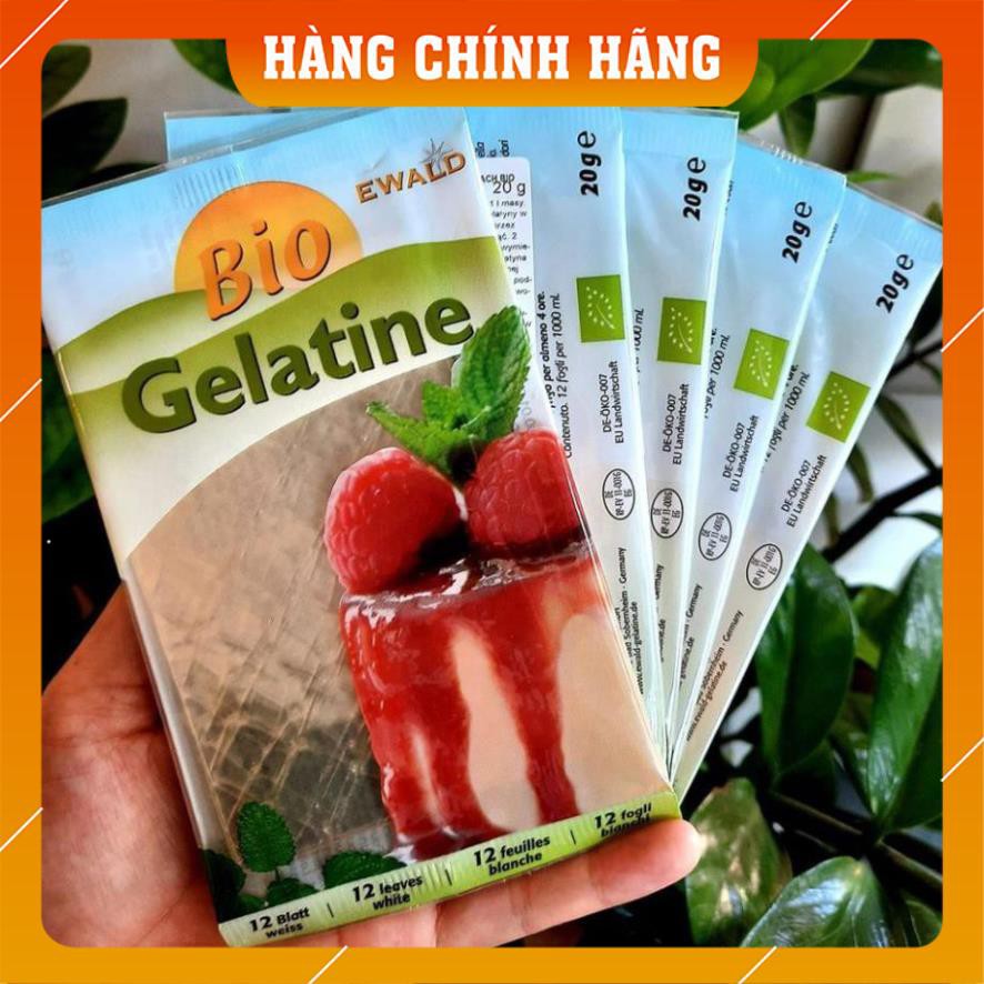 Hàng chính hãng -  [Date 1/2023] Gelatin hữu cơ Bio Ewald của Đức 12 lá 20g