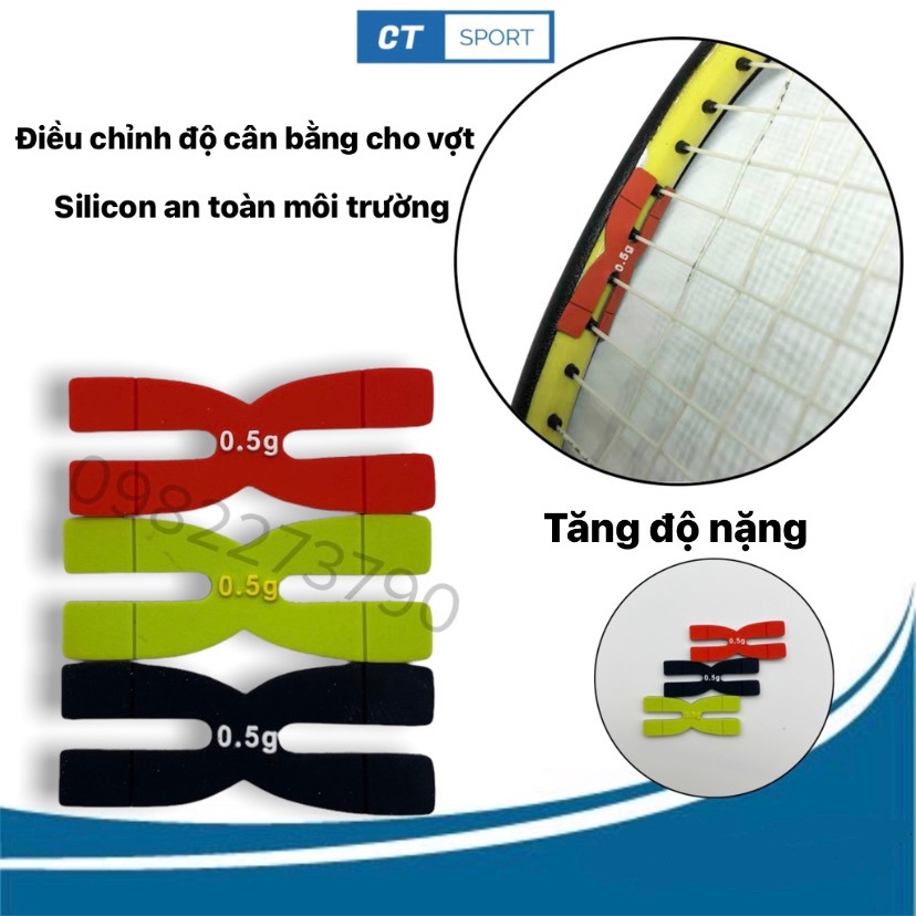 Miếng cân bằng chữ h, miếng dán cân bằng silicon cho vợt cầu lông/ tennis, thanh cân bằng silicon