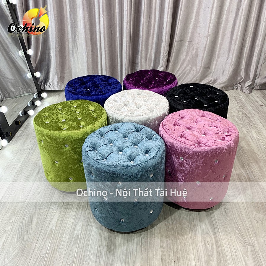 Ghế Đôn Tròn Trang điểm Đính Đá xinh xắn Cao 45cm- Đường Kính 40cm (Hình Thật Shop chụp)