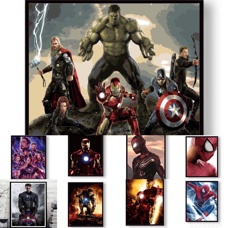 Tranh số hoá DIY căng sẵn khung chủ đề AVENGERS Moly House