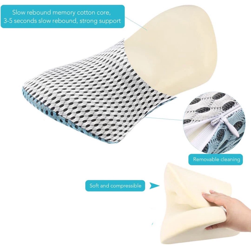 Gối kê lưng G05 chống đau lưng, thoát vị đĩa đệm - Ruột gối cao su non - Thương hiệu doron hàng nhập khẩu