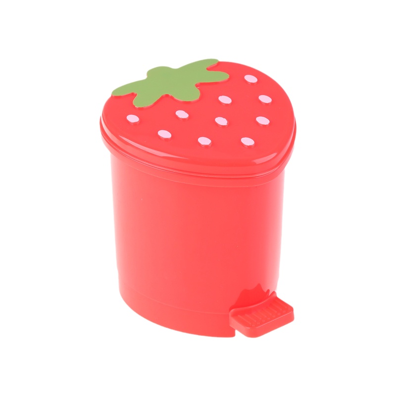Thùng rác mini bằng nhựa có nắp dâu tây dễ thương tiện dụng cho gia đình/ văn phòng