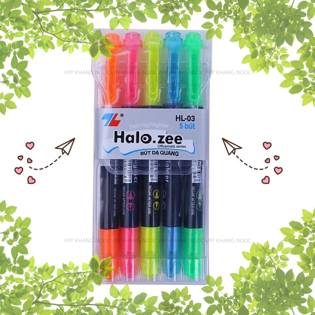 Bút Dạ Quang 2 Đầu Halo-zee HL03 Màu Vàng, Xanh Lá, Xanh Dương, Hồng, Cam