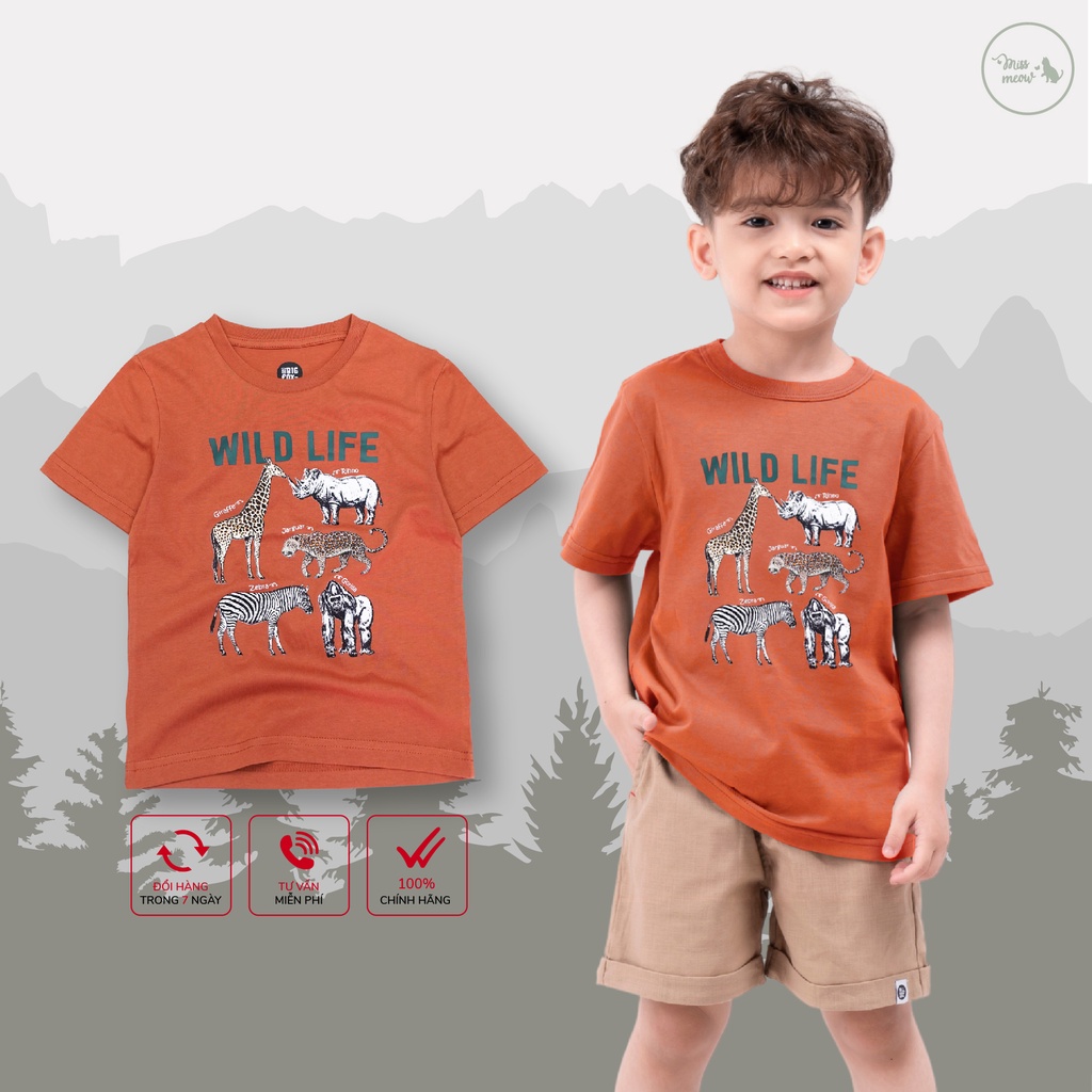 Áo Thun Bé Trai Bigfox, Áo Phông Trẻ Em In Động Vật Wild Life Chất Cotton Xuất Khẩu 3,4,5,6,7,8,9,10,11 Tuổi