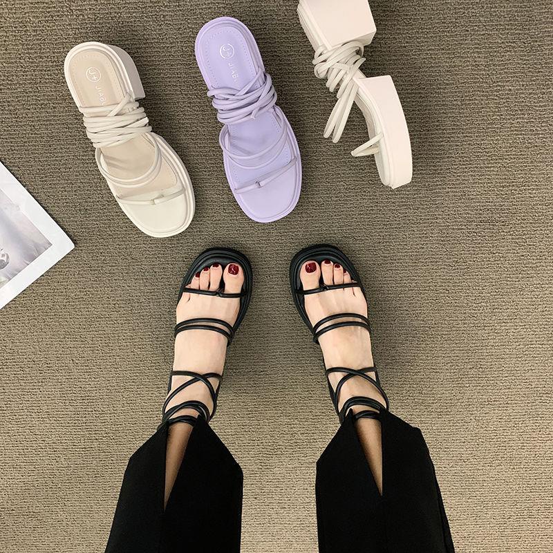 Giày sandal cao gót chống trượt quai cột thời trang mùa hè dành cho nữ 2022