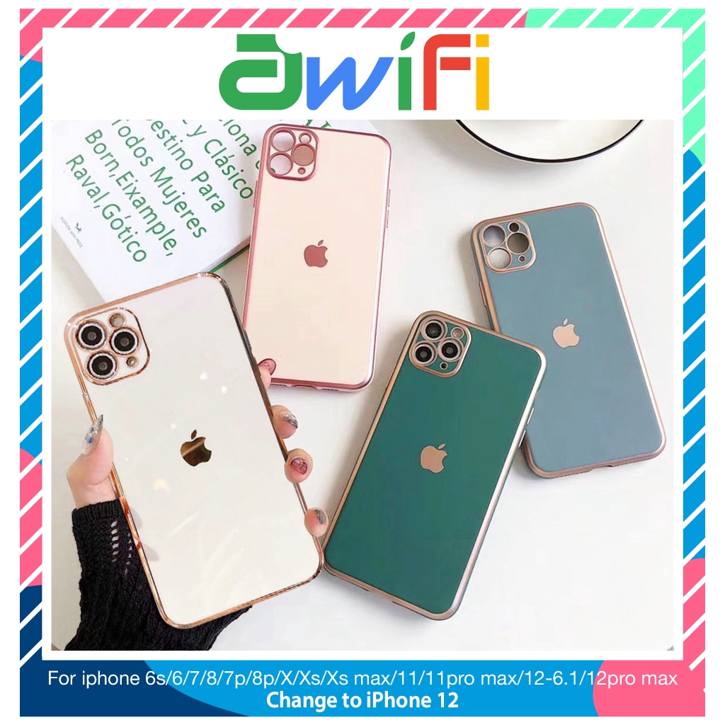 Ốp lưng iphone logo táo viền vuông 6/6plus/6s/6splus/7/7plus/8/8plus/x/xr/xs/11/12/pro/max/plus/promax - Awifi C2-4