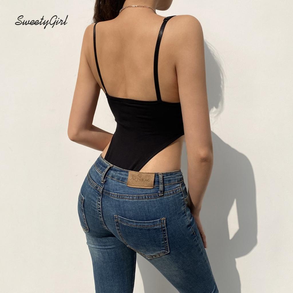 Áo bodysuit 2 dây thêu chữ Marry, Áo liền quần khoét eo GenY siêu xinh | BigBuy360 - bigbuy360.vn