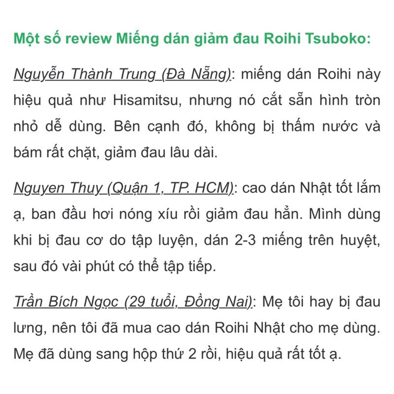 Miếng dán GIẢM ĐAU NHỨC Roihi Tsuboko Nhật Bản 156 miếng .