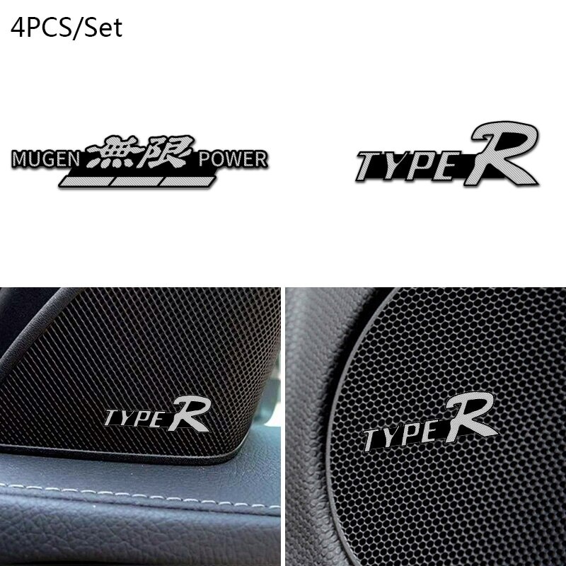 Bộ 4/8 Miếng Dán logo Xe Hơi Honda TYPE-R Mugen Bằng Hợp Kim