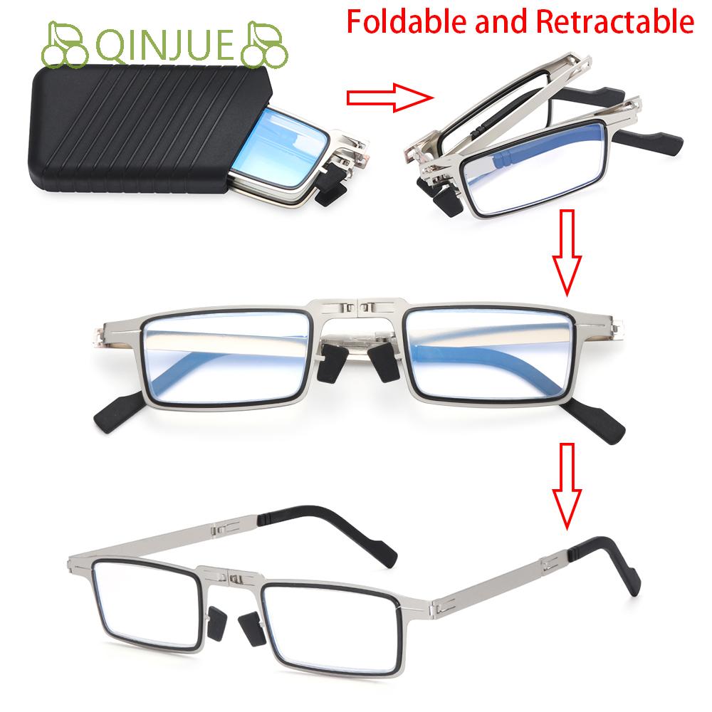 🍒QINJUE🍒 Fashion Blue Light Reading Glasses Portable Presbyopia Eyeglasses Foldable Reading Glasses Anti UV400 Women Men Anti Eyestrain Compact Readers...