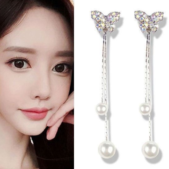 Bông Khuyên tai Hàn Quốc S925 stud phong các xinh xắn Fringe 3 T2