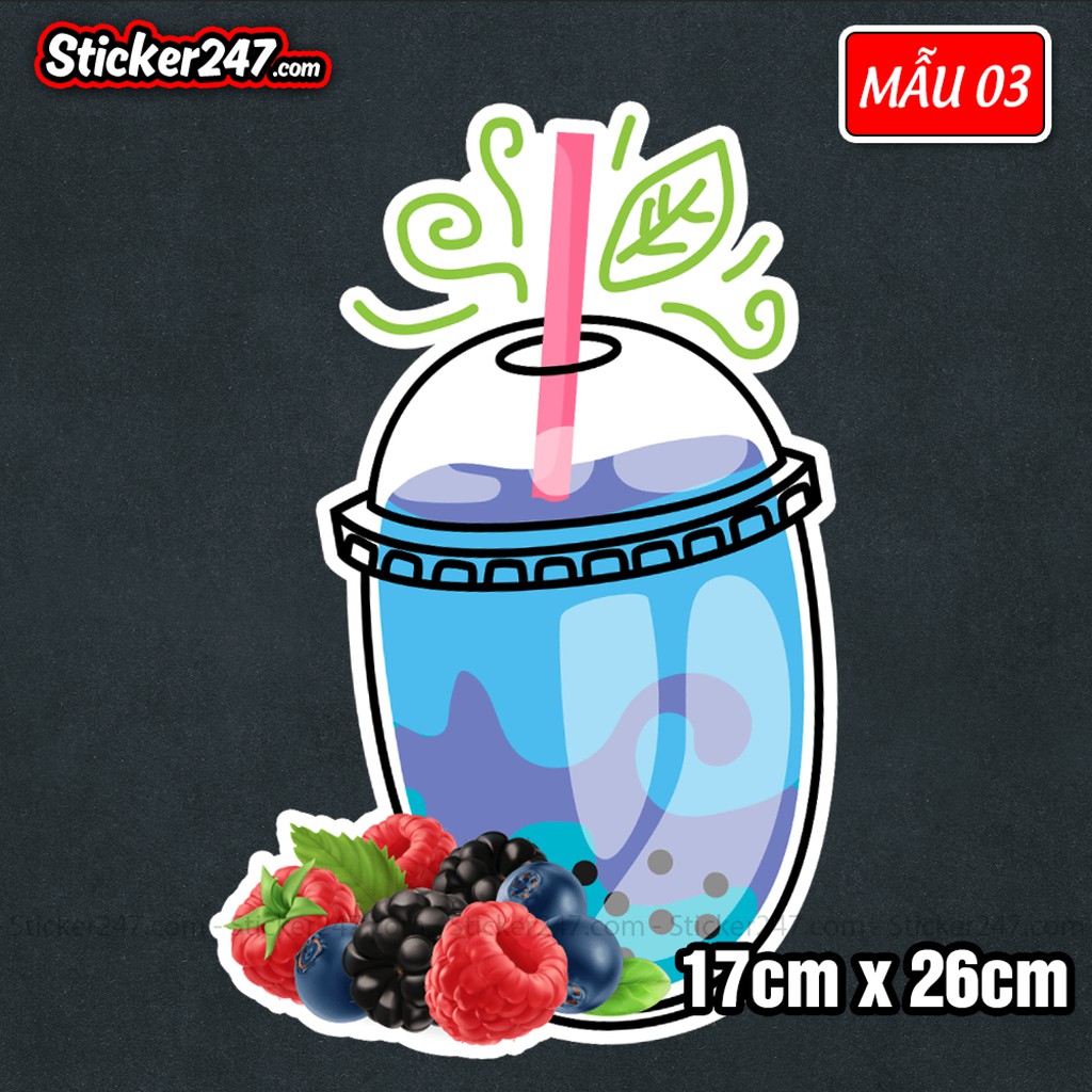 Sticker hình dán trà sữa trân châu, sinh tố, nước ép 𝑭𝒓𝒆𝒆𝒔𝒉𝒊𝒑 trang trí quán cà phê, trà sữa, quán ăn, dán tường, quầy