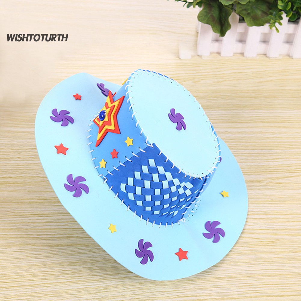 ☼WT 3D Puzzle DIY Handmade EVA Hat Children Art Craft Birthday Gift Educational Toy