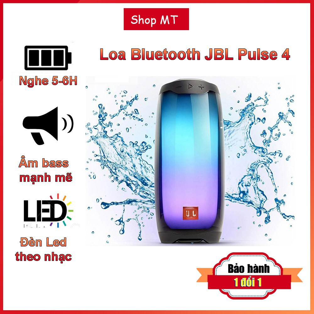 Loa bluetooth JBL pulse 4 Đèn Led theo nhạc Bass mạnh công suất 30W có zắc cắm máy tính 3.5mm Bảo hành 1 đổi 1
