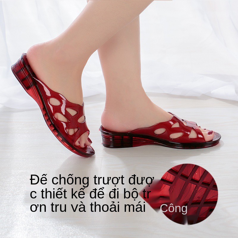 Dép nhựa pha lê mẹ mới, nữ dốc mùa hè đi trong nhà, giầy chống trượt cho người trung niên và già, khử mùi