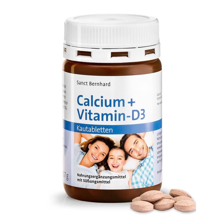 Viên ngậm bổ sung canxi và vitamin d3 Sanct Bernhard Calcium Vitamin D3 hương vị socola 150 viên - Mẹ bean bon