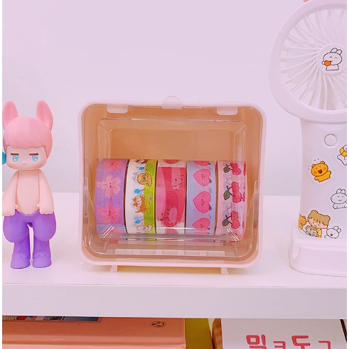 Hộp nhựa trong suốt đựng washi tape 9*8cm (set 3 hộp)