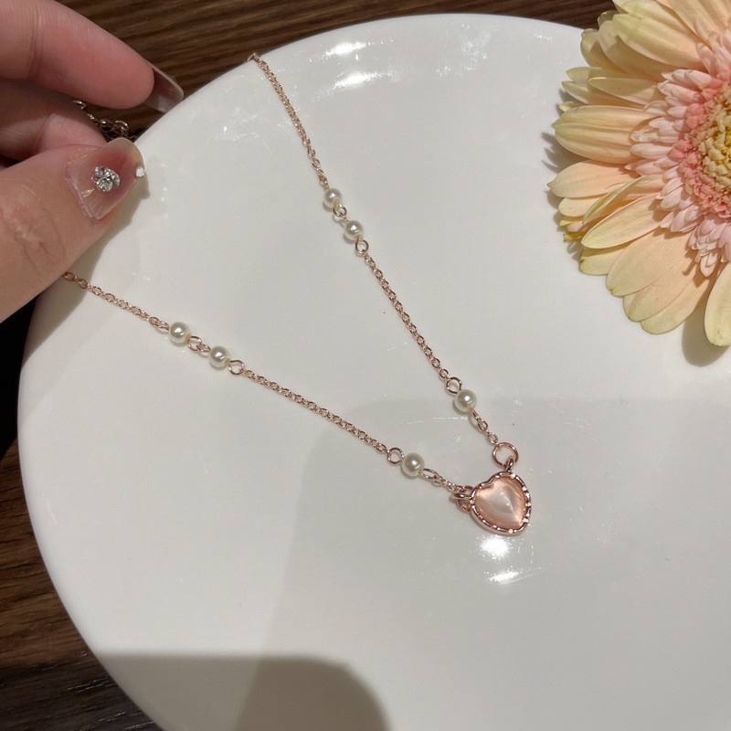 Vòng cổ MANYUE mặt hình trái tim đính ngọc trai giả phong cách thời trang mới cho nữ