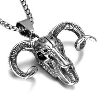 Vòng cổ Mặt Đầu Lâu Bò Bằng Thép Titan Không Gỉ Phong Cách Gothic Cho Nam
