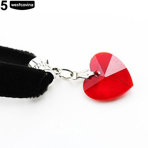 Vòng cổ choker trang trí mặt đá màu hình trái tim sành điệu cho nữ