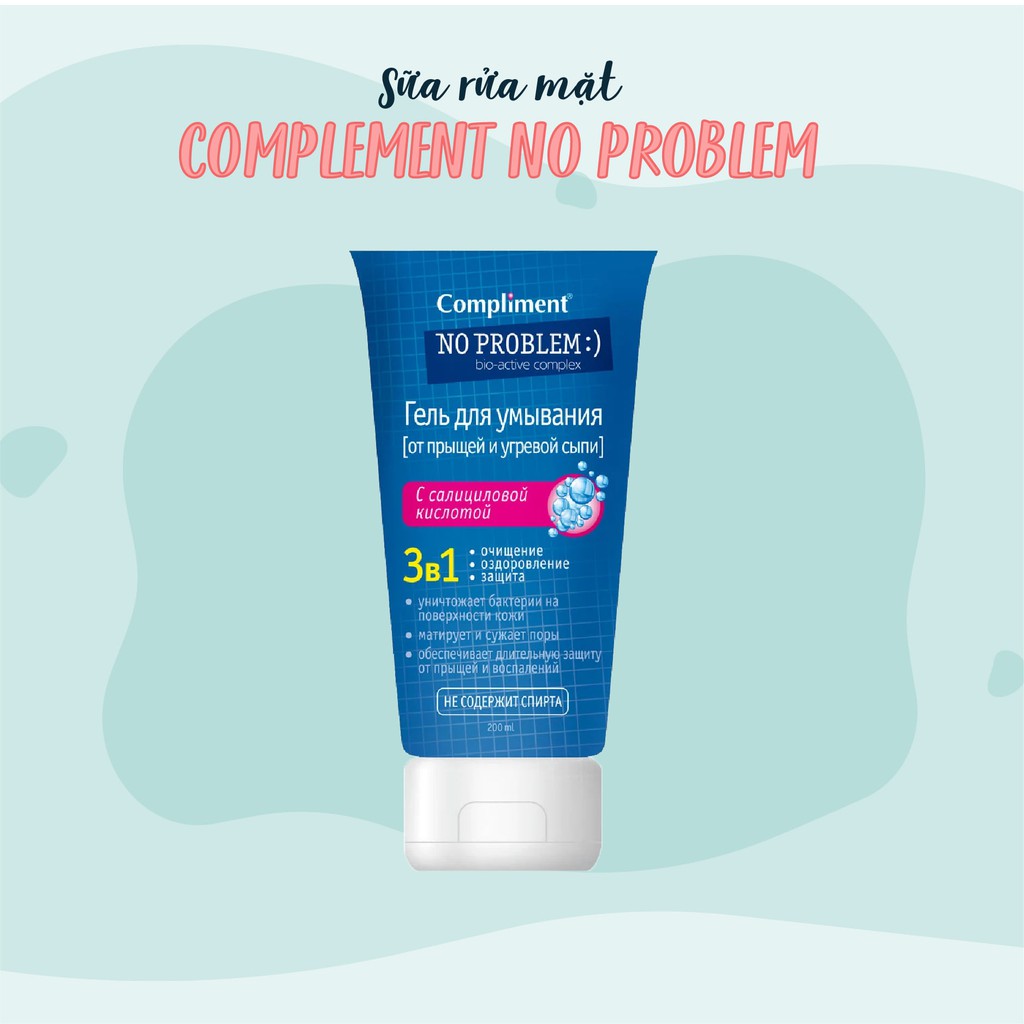 Gel Rửa Mặt Giảm Mụn Compliment No Problem 200ml chính hãng