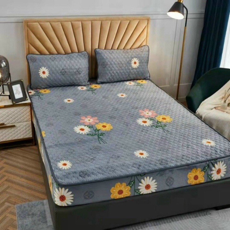 Ga gối nỉ nhung hoạ tiết trần nhập khẩu cao cấp