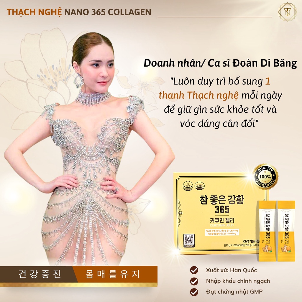 Thạch Nghệ Nano Cucumin 365 Collagen Hàn Quốc Đẹp Da Hỗ Trợ Giảm Mỡ Cải Thiện Vóc Dáng Hiệu Quả Hộp Nhỏ 10 Thanh 250g