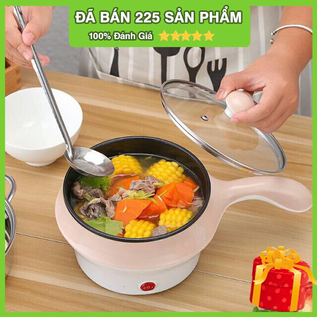 Nồi Lẩu Điện ♥ ️FREESHIP️♥ Nồi Lẩu Mini Chống Dính Hai Tầng Đa Năng Tặng Kèm Khay Hấp - GD117