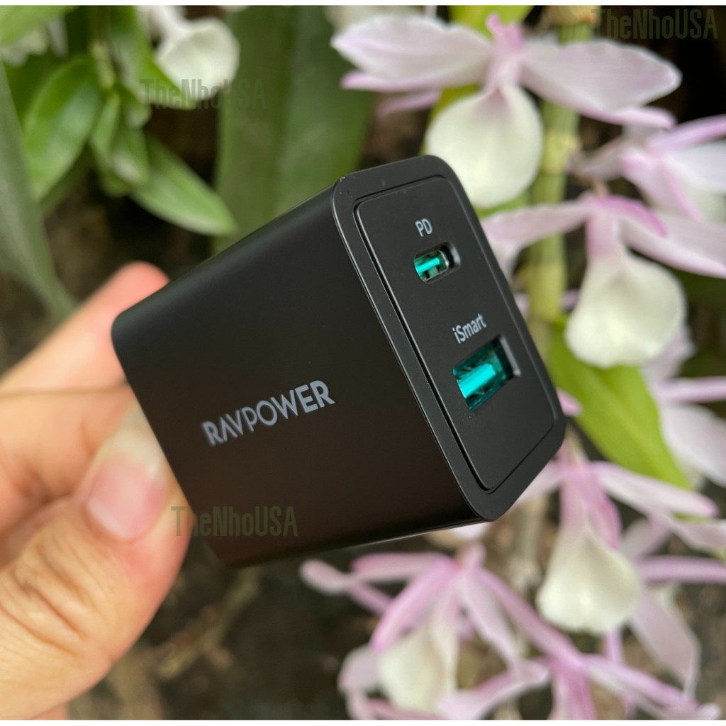 Củ sạc nhanh RAVPower 2 cổng C-PD 18w [BH 12 tháng]