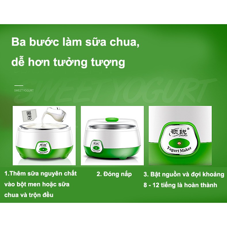 Máy Làm Sữa Chua Yogurt Maker An Toàn 1L, Hữu Ích Cho Món Sữa Chua Ngon Tuyệt Vào Mùa Hè Tặng 3 Hũ Thủy Tinh