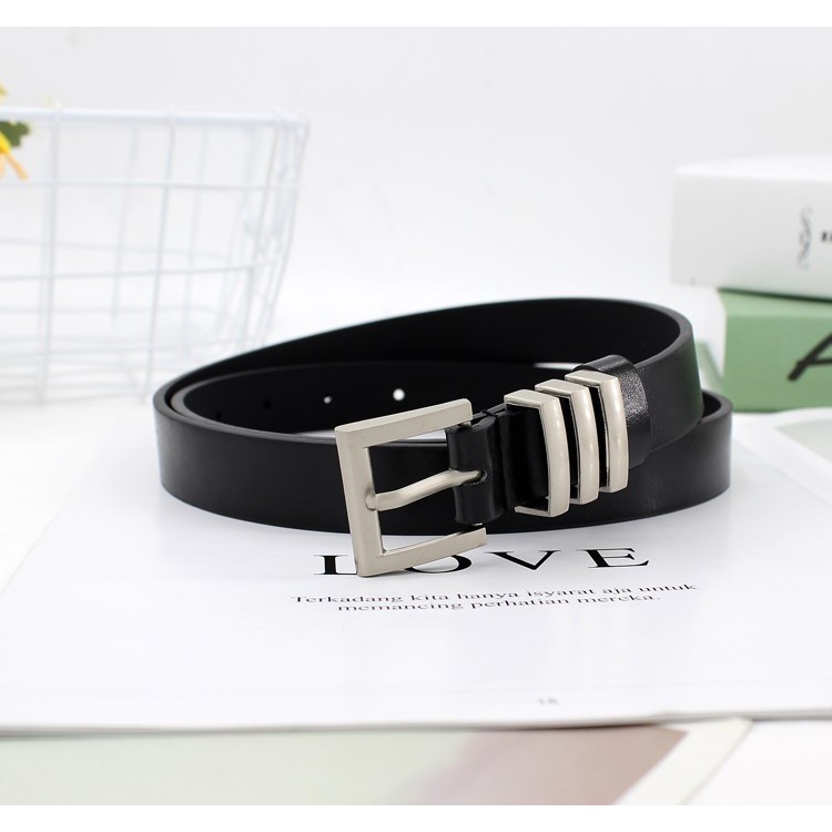 Thắt lưng Saint Laurent - Vuông Đen 3 đai khóa