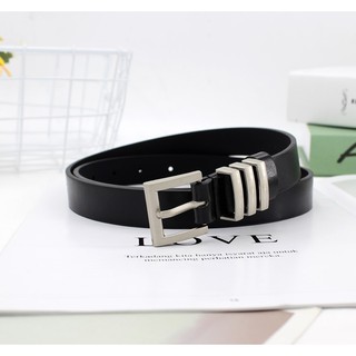 Thắt lưng Saint Laurent - Vuông Đen 3 đai khóa