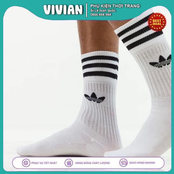 Vớ ADIDAS cổ cao 3 sọc [ Hàng loại ] Tất thể thao nam nữ sợi COTTON thấm hút mồ hôi, kháng khuẩn, khử mùi
