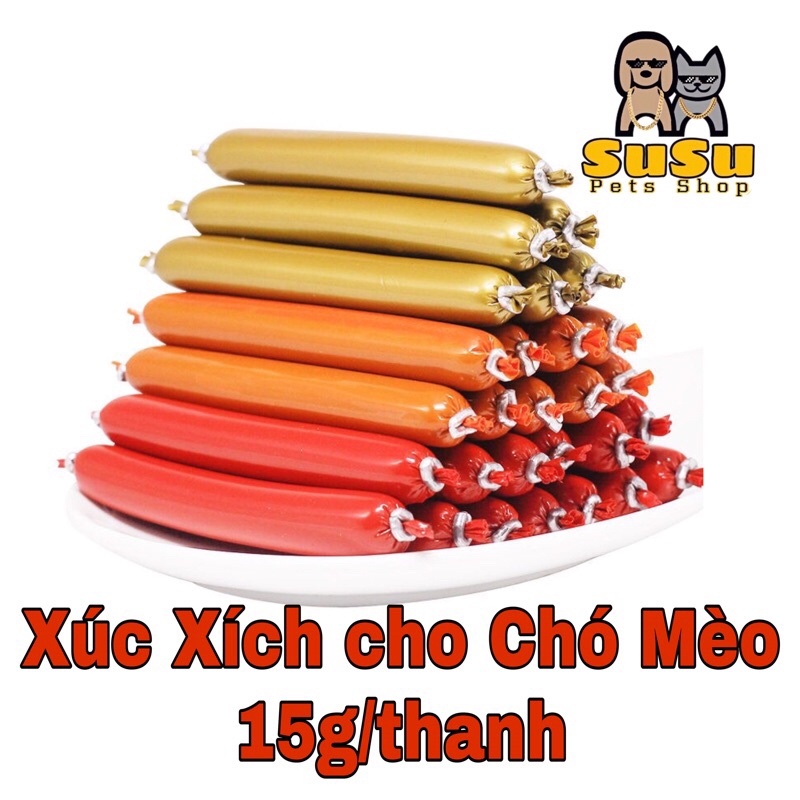 Xúc Xích Cho Chó Mèo Thơm Ngon Thanh 15Gr Vị Gà , Vị Vịt ,Vị Bò - Xúc Xích Dinh Dưỡng Dành Cho Thú Cưng