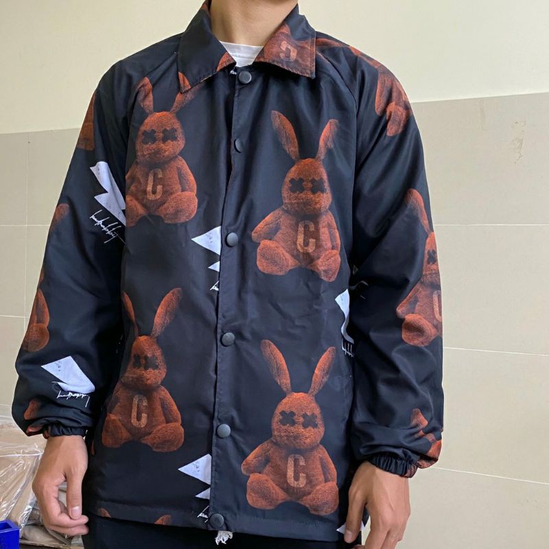 Áo khoác dù jacket THỎ form rộng unisex (Ảnh thật)