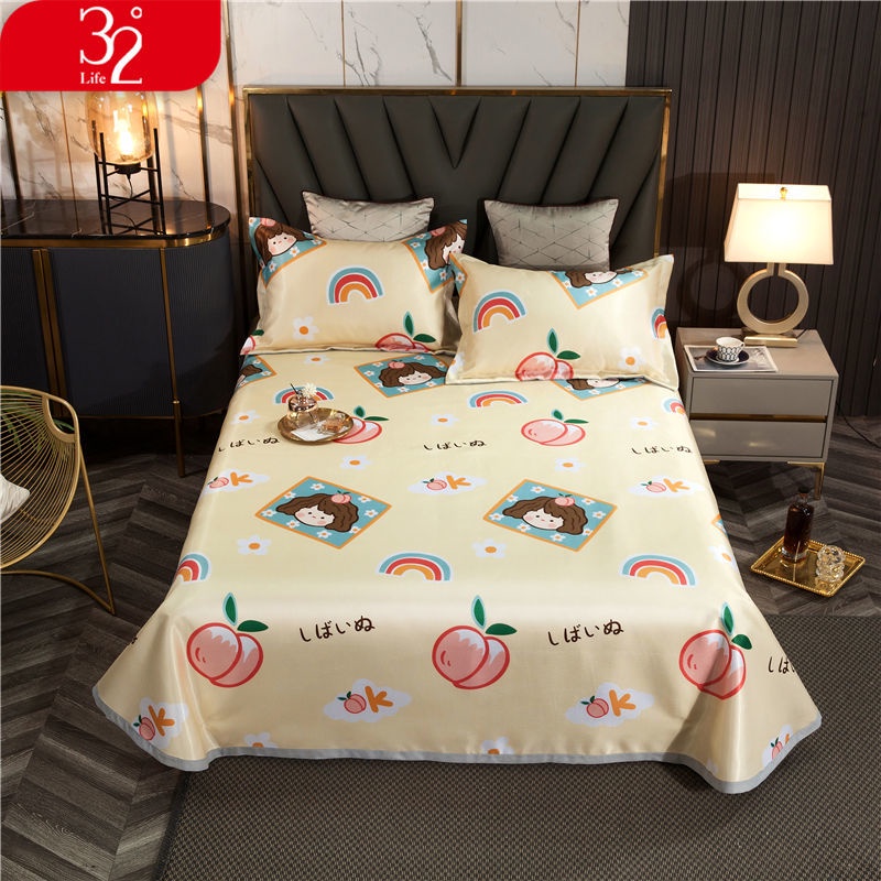 Bộ Vỏ Gối Chăn Và Ga Giường 32 / 1.8m 1.5m Bằng Lụa Lạnh Mềm Mại Có Thể Giặt Sạch