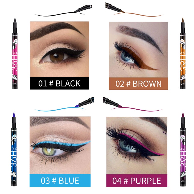 Bút Kẻ Mắt Nước Màu Đen Kháng Nước Lâu Trôi Chống Nhòe 4 Màu Tùy Chọn 36H